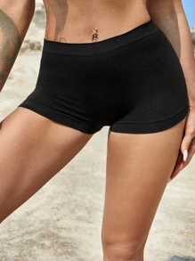 Easithlete Women's 1pc Solid Color Widened Waist Sports Shorts Jogger Shorts - Black - View 5