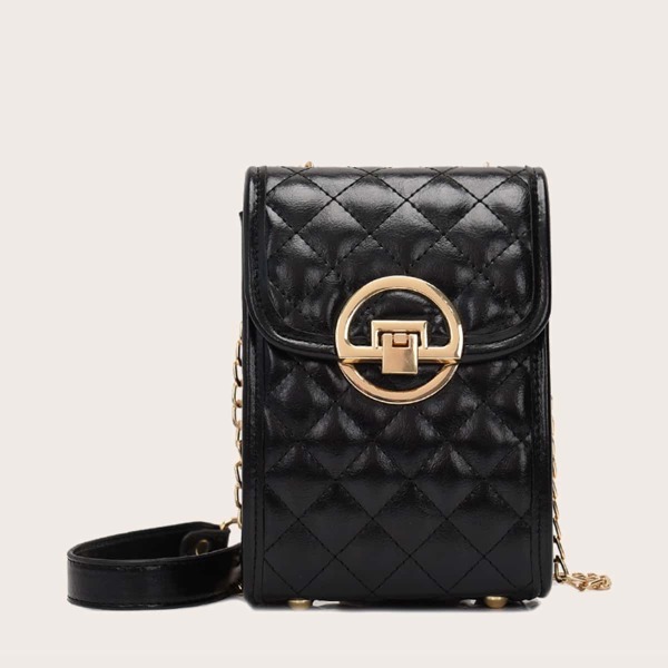 

Quilted Flap Crossbody Bag, Black