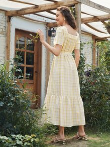 Mulvari 方領自搭扣腰帶連衣裙 - 彩色 - 查看 2