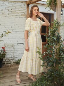 Mulvari 方領自搭扣腰帶連衣裙 - 彩色 - 查看 4