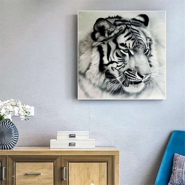 

Tiger Print DIY Diamond Unframed Painting, Multicolor