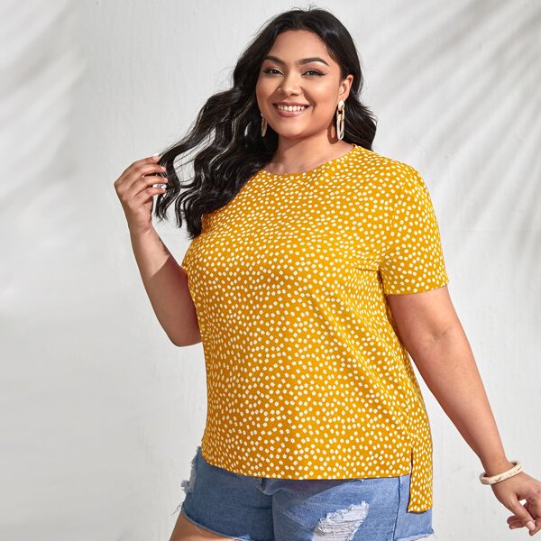 

Plus Ditsy Floral Top, Yellow
