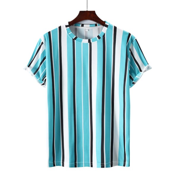 

Men Colorful Stripe Short Sleeve Tee, Multicolor