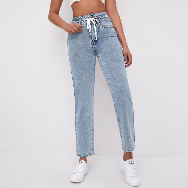 

Light Wash Drawstring Waist Mom Jeans