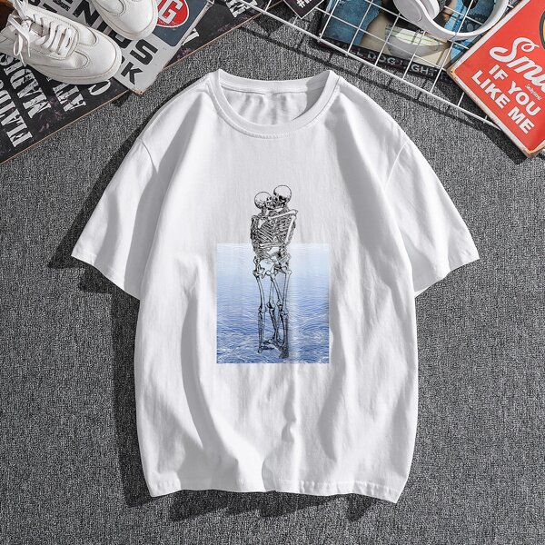 

Men Skeleton Print Tee, White
