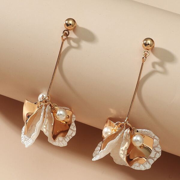 

Faux Pearl & Petal Drop Earrings, Multicolor