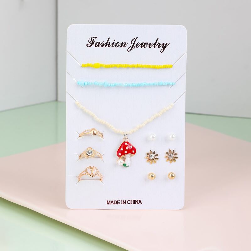 

12pcs Mushroom Jewelry Set, Multicolor
