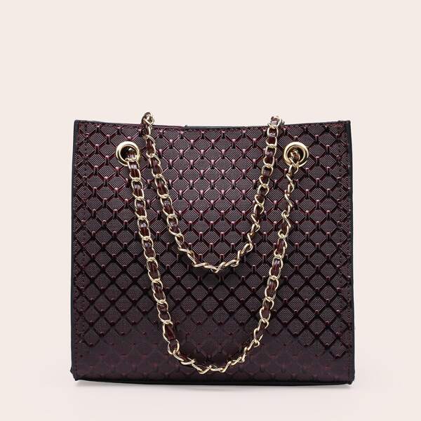 

Quilted Chain Shoulder Bag, Burgundy