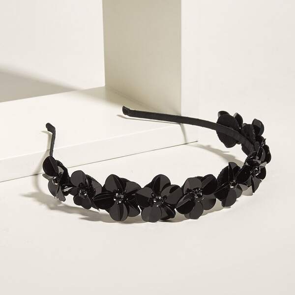 

Flower Decor Hair Hoop, Black
