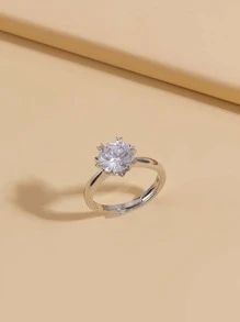 Rhinestone Decor Ring - Silver - View 1