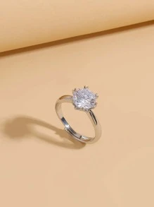 Rhinestone Decor Ring - Silver - View 2