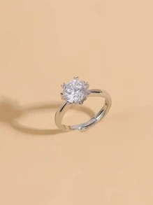 Rhinestone Decor Ring - Silver - View 3