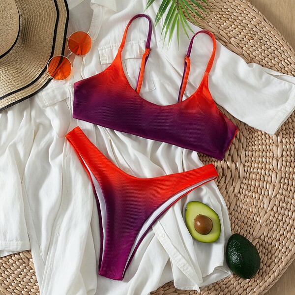 

Ombre High Cut Bikini Swimsuit, Multicolor
