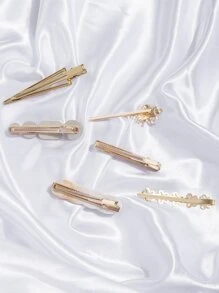 6pcs Faux Pearl Decor Hair Clip - Multicolor - View 2