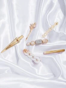 6pcs Faux Pearl Decor Hair Clip - Multicolor - View 4