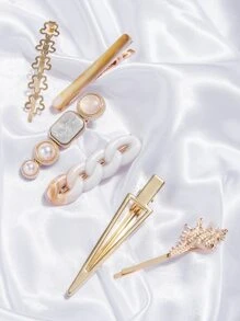 6pcs Faux Pearl Decor Hair Clip - Multicolor - View 5