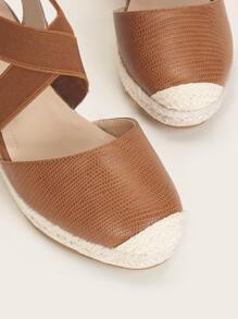 Styleloop Cross Strap Espadrille Wedges - Brown - View 3