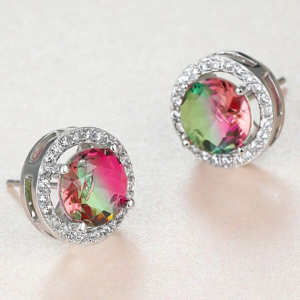 

Zircon Decor Stud Earrings, Multicolor