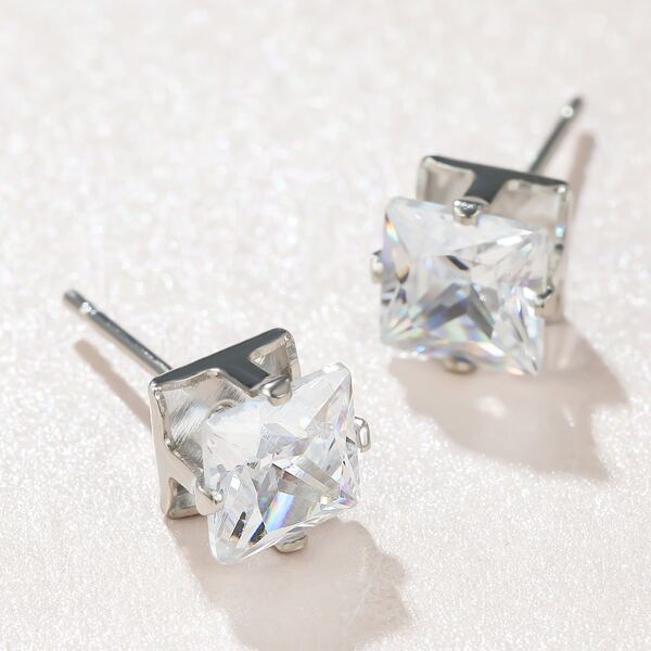 

Rhinestone Stud Earrings, Silver