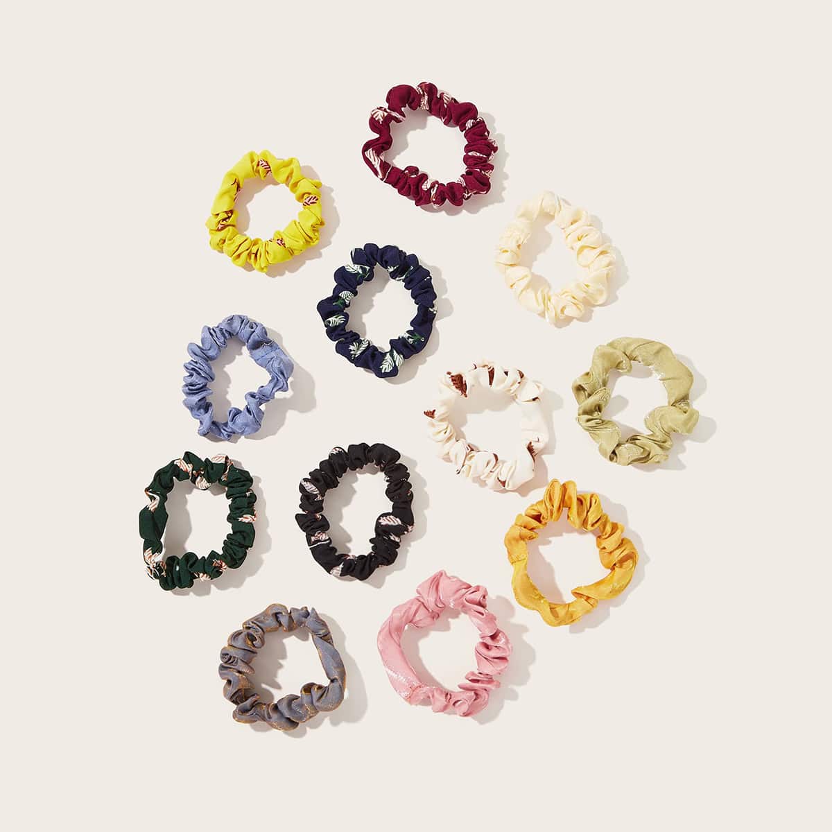 

12pcs Floral Scrunchie, Multicolor