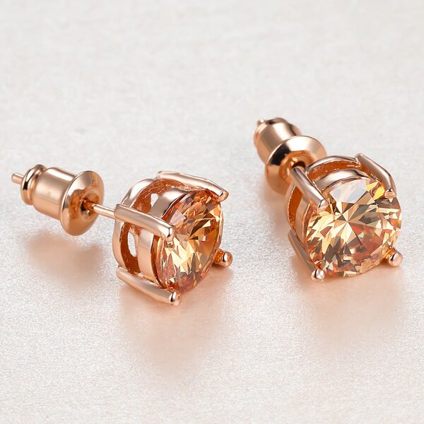 

Zircon Decor Stud Earrings, Champagne