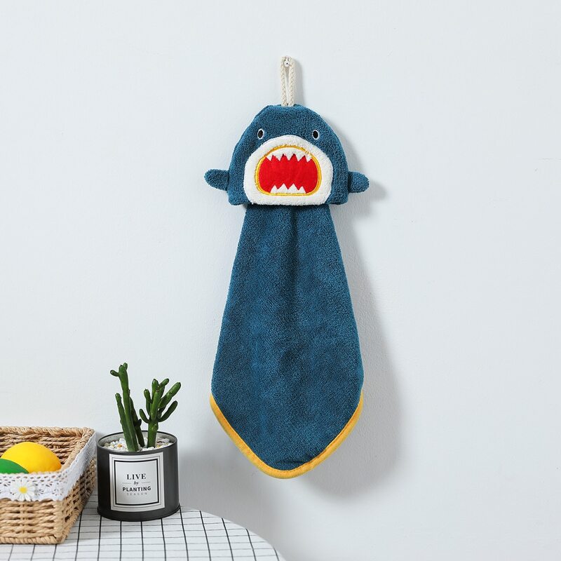 

1pc Cartoon Shark Hand Towel, Blue