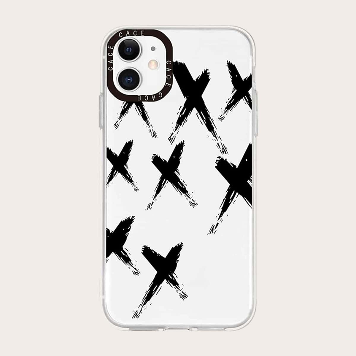 

Cross Print Phone Case, Black and white