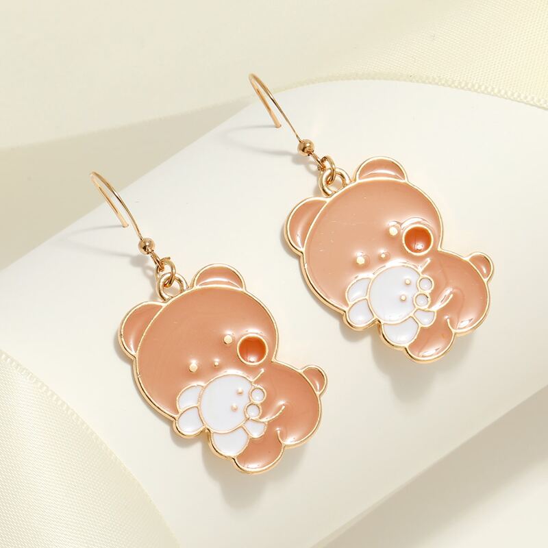 

1pair Cartoon Drop Earrings, Coffee brown