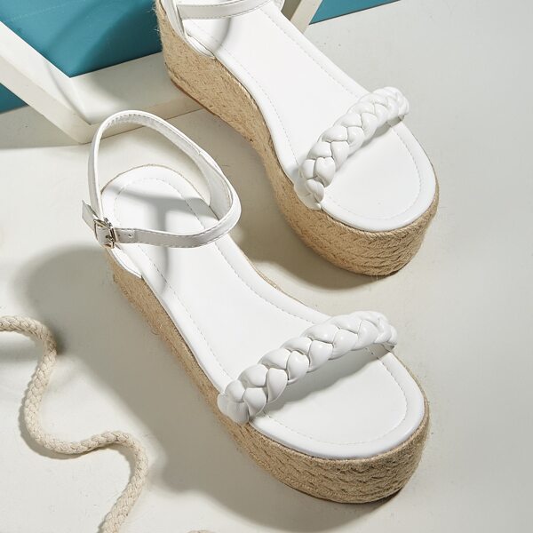 

Braided Espadrille Flatform Sandals, White