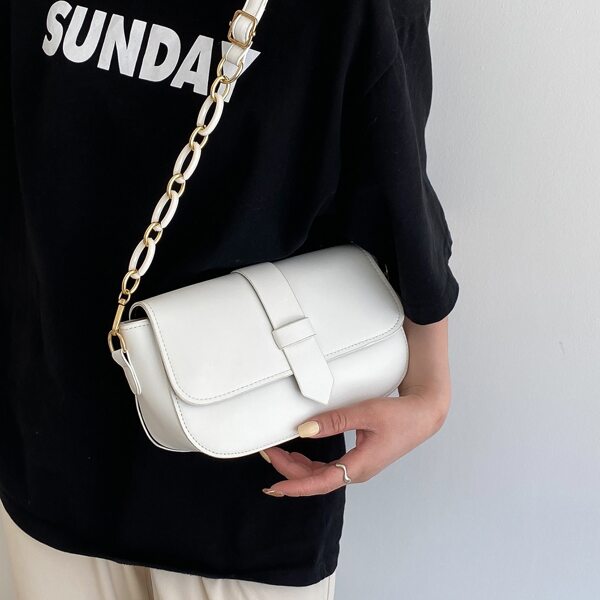 

Minimalist Flap Crossbody Bag, White
