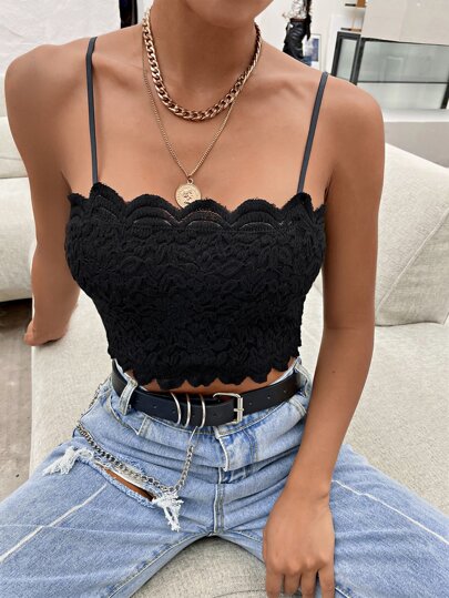 لباس علوي كامي دانتيل كروب بلون موحد