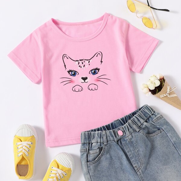 

Toddler Girls Cartoon Graphic Tee, Baby pink