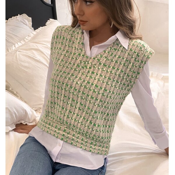 

2 In 1 Plaid Panel Blouse, Multicolor