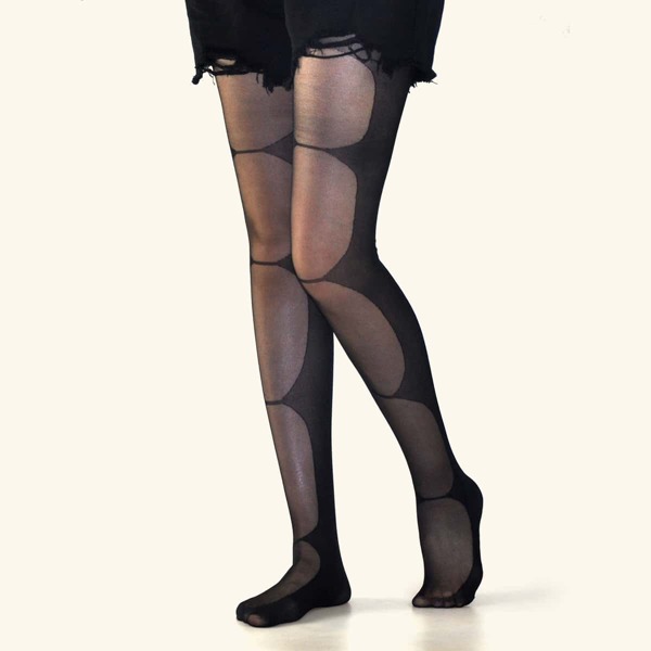 

Graphic Sheer Tights, Black