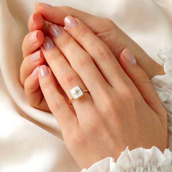 

Rhinestone Detail Ring, Gold
