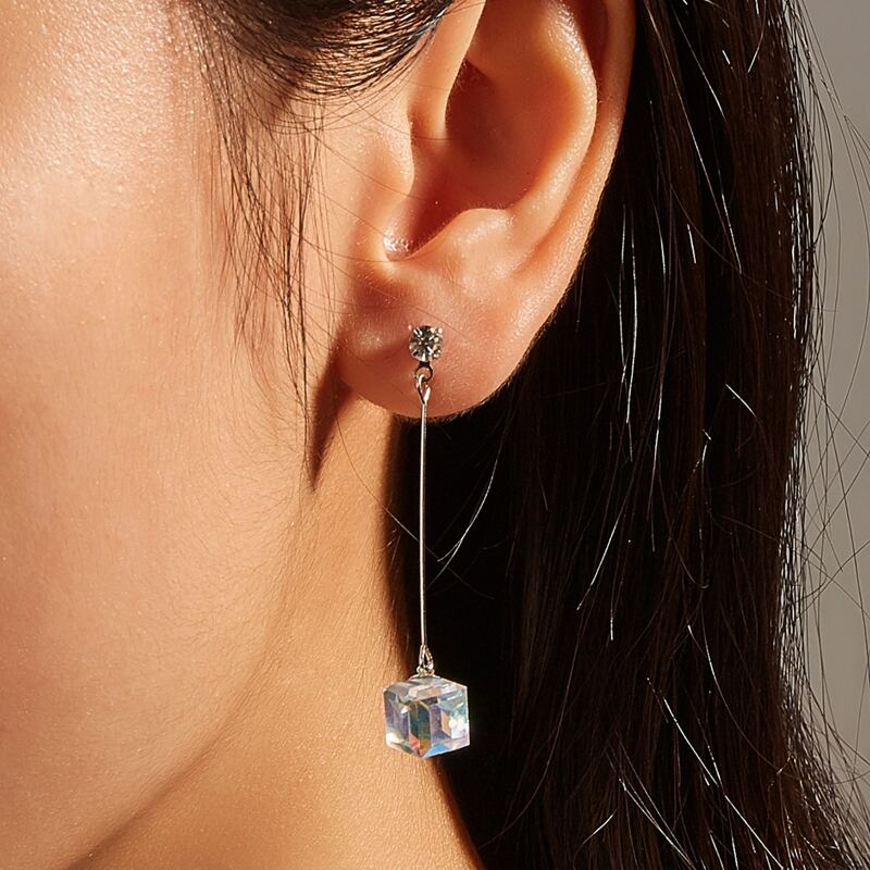 

Crystal Cube Drop Earrings, White