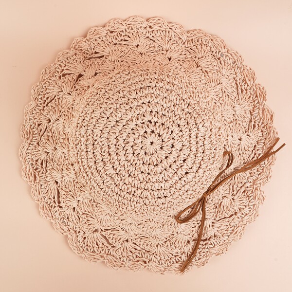 

Bow Knot Decor Straw Hat, Pink