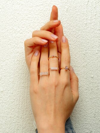 4入組水鑽裝飾戒指