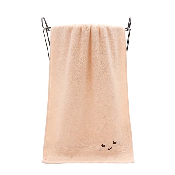 

1pc Cartoon Embroidery Face Towel, Apricot