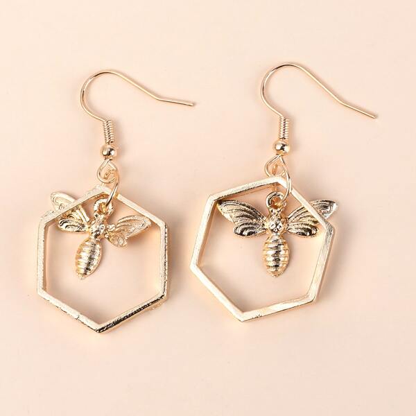 

Bee Decor Geometric Earrings, Gold