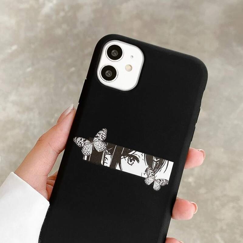 

Butterfly Print Phone Case, Black