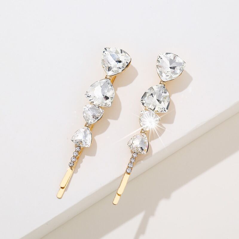 

2pcs Rhinestone Decor Hair Clip, White