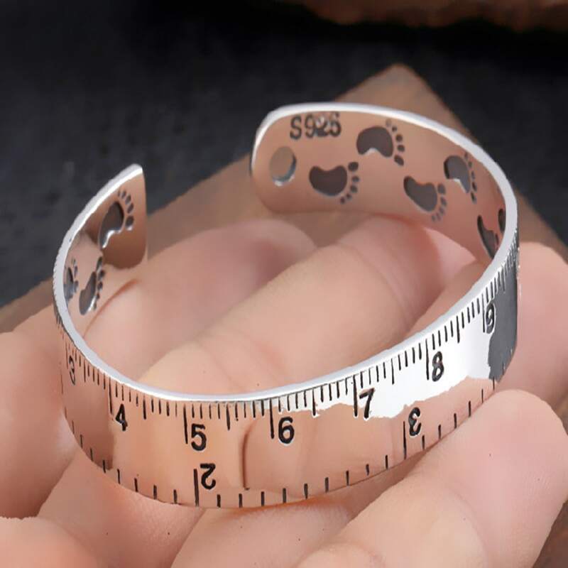 

Footprint Cuff Bangle, Silver