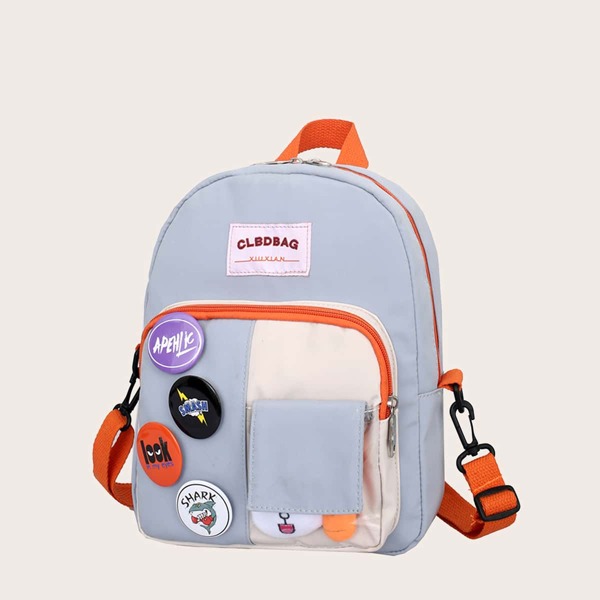 

Colorblock Letter Patch Backpack, Blue