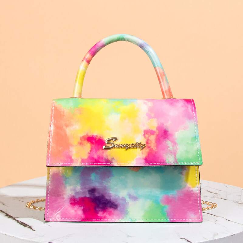 

Tie Dye Flap Chain Bag, Multicolor