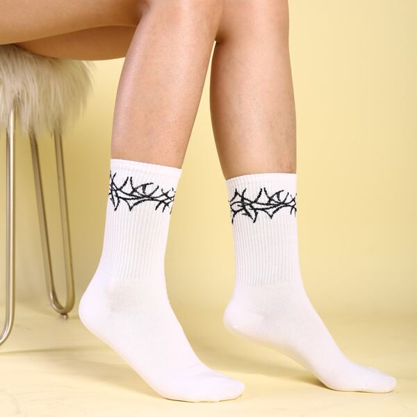 

Men Graphic Crew Socks, White