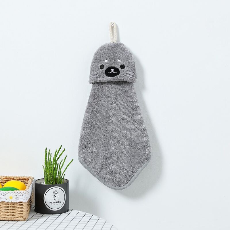 

1pc Cartoon Hand Towel, Grey