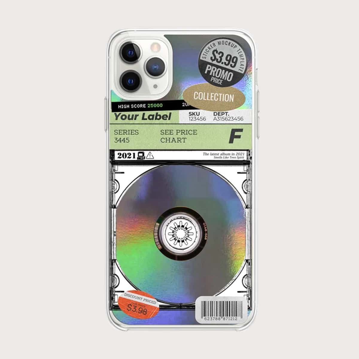 

CD Pattern Phone Case, Multicolor