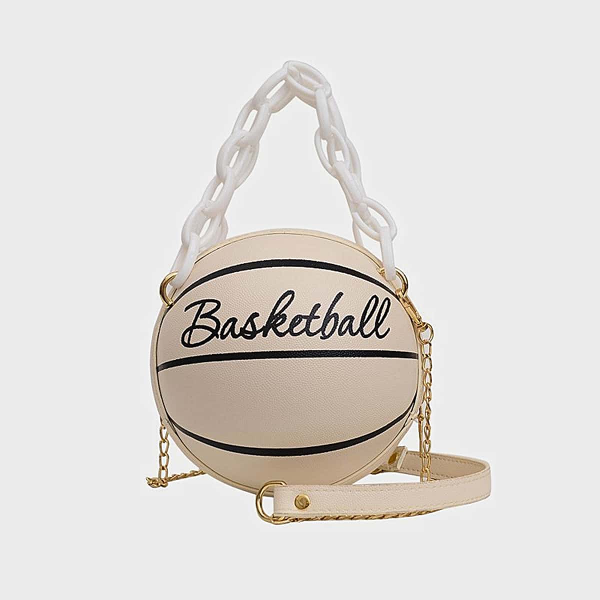 

Basketball Chain Satchel Bag, White