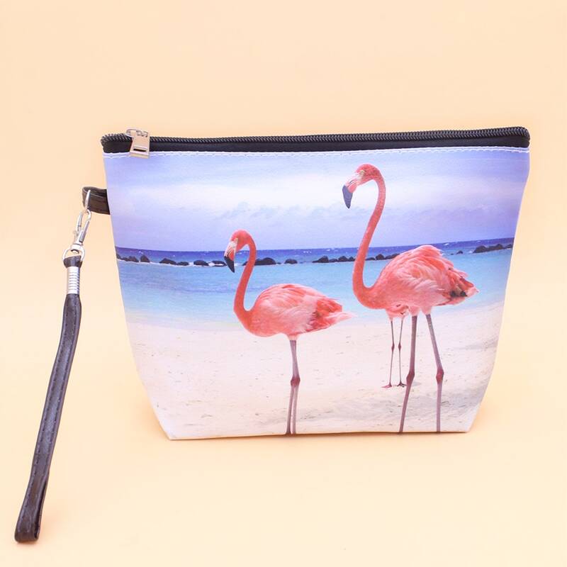 

Flamingo Print Zipper Makeup Bag, Multicolor